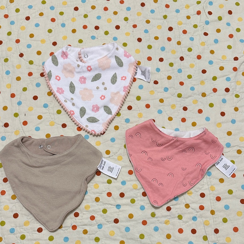 Okie Dokie Floral and Rainbow Bandana Bib Set